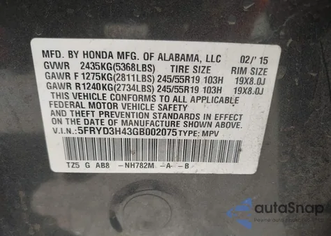 2016 Acura Mdx Technology Acurawatch Plus Packages/Technology Package z USA, uszkodzony, nr VIN 5FRYD3H43GB002075